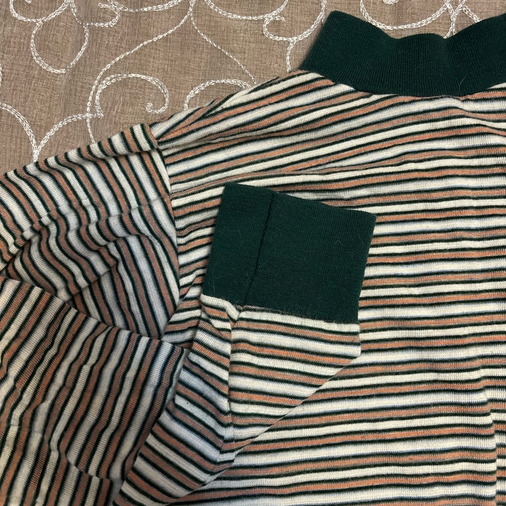 Striped Long Sleeve Top with Green Accents
